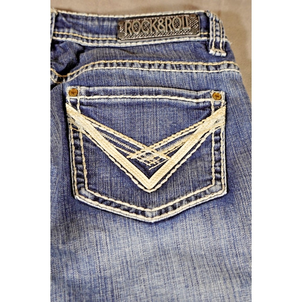Rock & Roll Cowgirl Riding Jeans Womens 30x36 (fit32x35) Mid Rise Boot Western